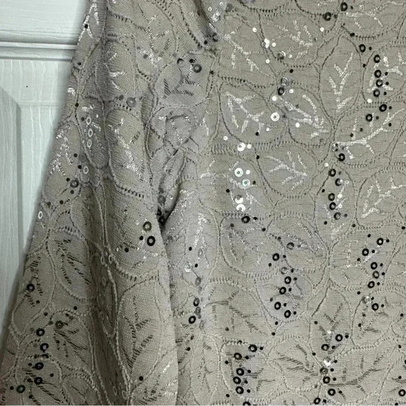 Tanjay Sequined Shirt 3/4 Length Sleeves Grey Size Small - Picture 11 of 15